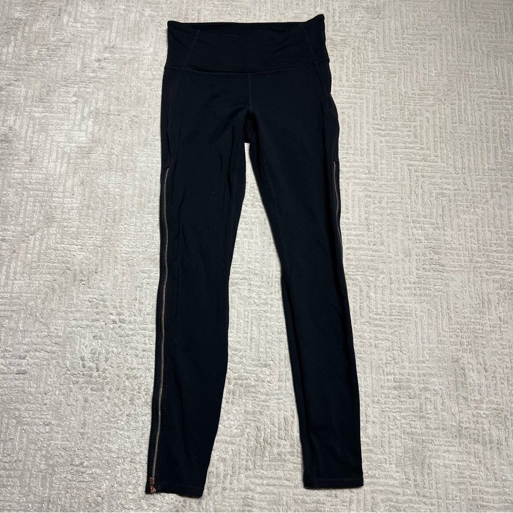 Athleta High Rise Chaturanga Copper Zipper Tight Leggings Women’s Small
